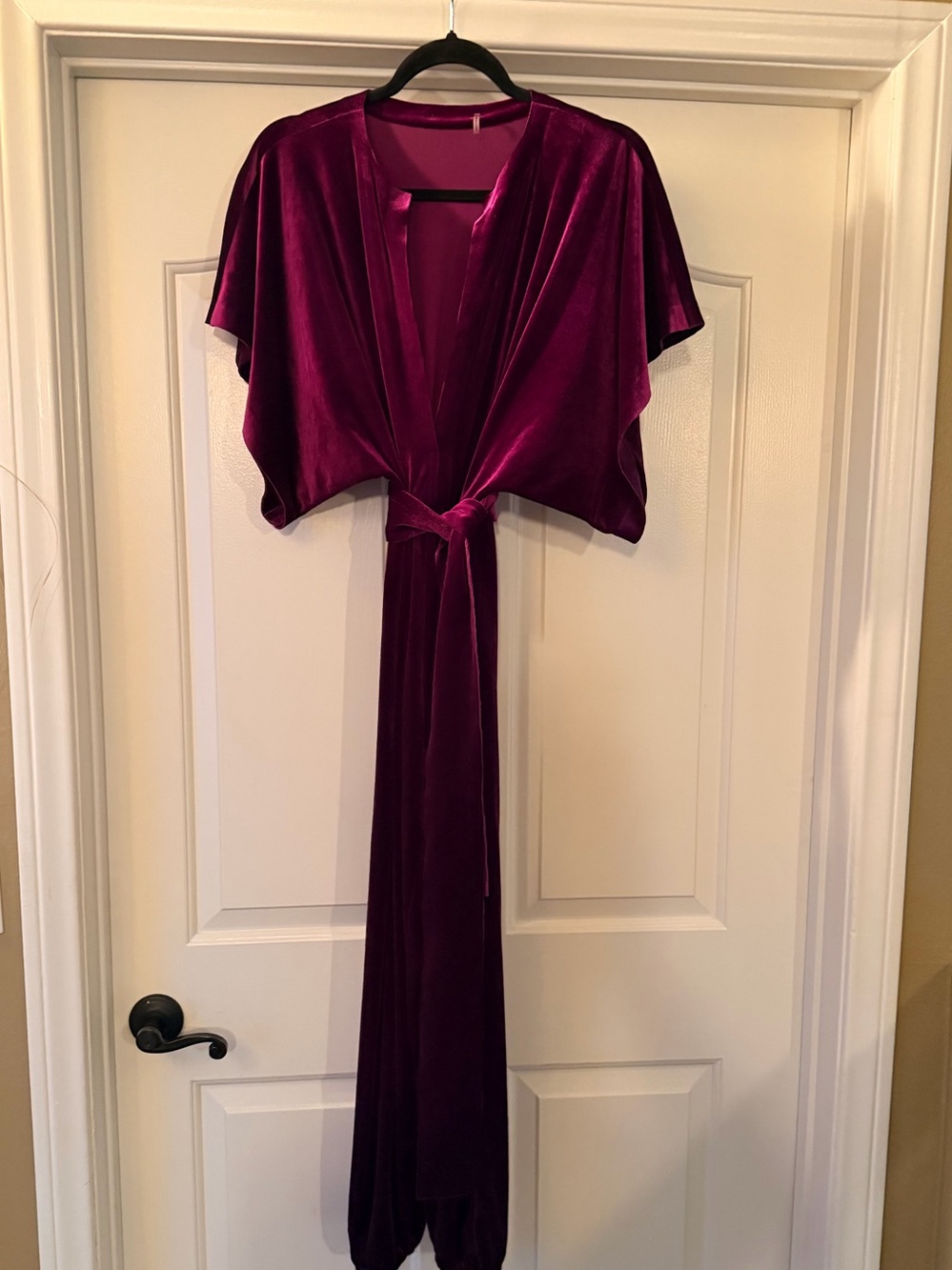 Norma Kamali Velvet Kimono Romper Deep Plum